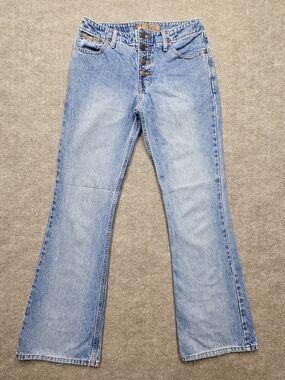LEI 90s Y2K Button Fly Flare Jeans Womens Size 5 Light Wash Vintage